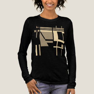 Tan Taupe Cream geometrische MCM-geïnspireerde vie Tri-Blend Shirt
