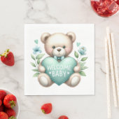 TAN TEDDYBEER MET PASTEL GROEN HART SERVET (Insitu)