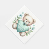 TAN TEDDYBEER MET PASTEL GROEN HART SERVET (Hoek)