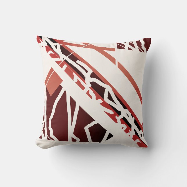 Tan-Terracotta Brown op gebroken wit Abstract gela Kussen (Voorkant)