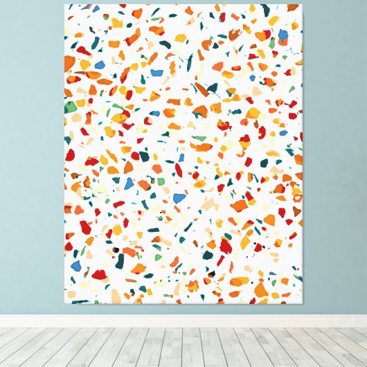 Tan Terrazzo | Eclectische Quirky Confetti Paintin Canvas Afdruk (Insitu (Houten vloer))