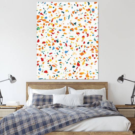 Tan Terrazzo | Eclectische Quirky Confetti Paintin Canvas Afdruk (Insitu (Slaapkamer))