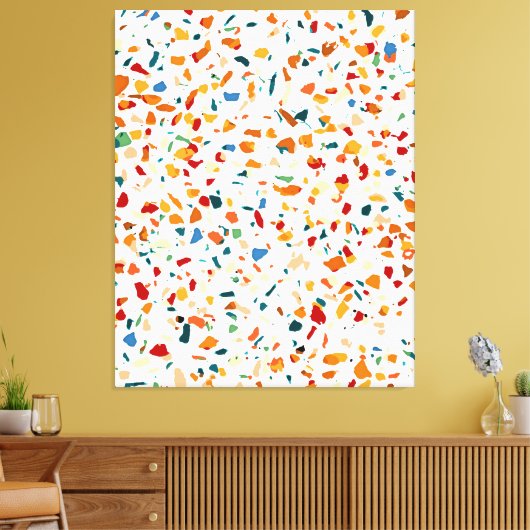 Tan Terrazzo | Eclectische Quirky Confetti Paintin Canvas Afdruk (Insitu (Woonkamer))