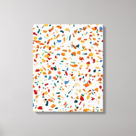 Tan Terrazzo | Eclectische Quirky Confetti Paintin Canvas Afdruk (Voorkant)