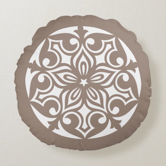 Tan TRIBAL CIRCLE OF LIFE Sierkussen Rond Kussen (Voorkant)