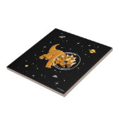 Tan Triceratops dinos in de ruimte Tegeltje (Zijkant)
