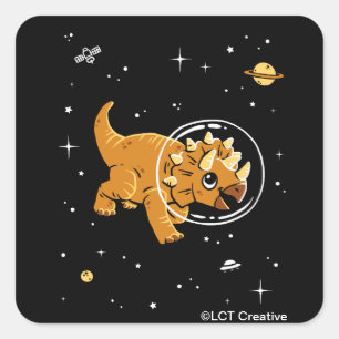 Tan Triceratops dinos in de ruimte Vierkante Sticker