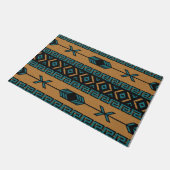 Tan Turquoise Aztec Patroon Zuidwest Design Deurmat (Schuin)