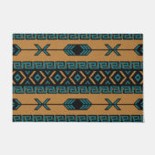 Tan Turquoise Aztec Patroon Zuidwest Design Deurmat (Voorkant)