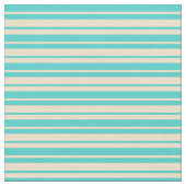 Tan & Turquoise Striped Pattern Stof (Close Up)