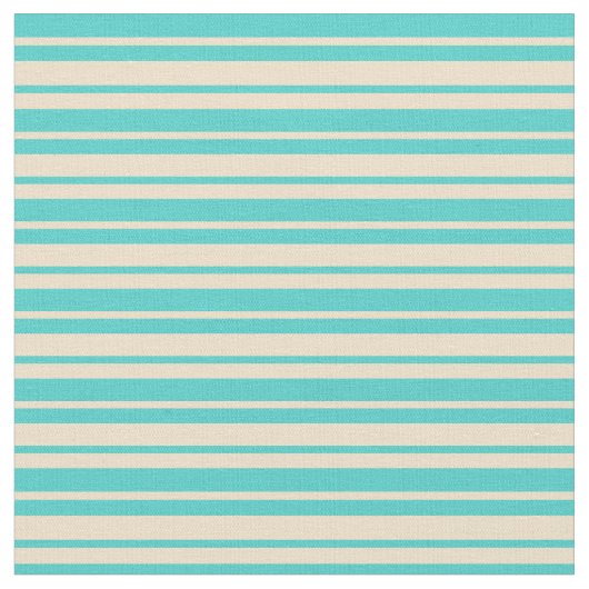 Tan & Turquoise Striped Pattern Stof (Close Up)