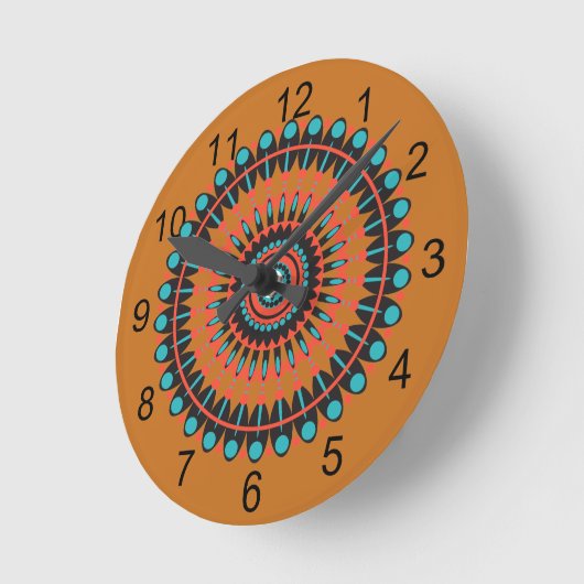 Tan & Turquoise Zuidwest BOHO Mandala Ronde Klok (Hoek)