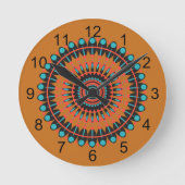 Tan & Turquoise Zuidwest BOHO Mandala Ronde Klok (Voorkant)