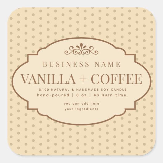 Tan Victoriaans Candle Product Label (Voorkant)