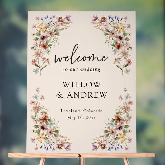 Tan Vintage Boho Wilde Bloem Acrylaat Bord (Neutraal)