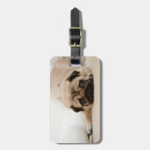 Tan Vrouw Pug Bagagelabel (Voorkant verticaal)