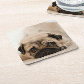 Tan Vrouw Pug Kartonnen Onderzetters (Schuin)