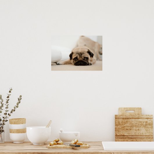 Tan Vrouw Pug Poster (Keuken)