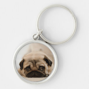 Tan Vrouw Pug Sleutelhanger