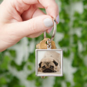 Tan Vrouw Pug Sleutelhanger (Hand)