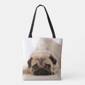 Tan Vrouw Pug Tote Bag (Achterkant)