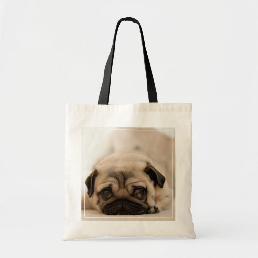 Tan Vrouw Pug Tote Bag (Voorkant)