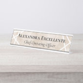 Tan Waterverf Geometric Modern Custom Bureau Naambordje (Voorkant)