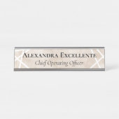 Tan Waterverf Geometric Modern Custom Bureau Naambordje (Voorkant)