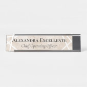 Tan Waterverf Geometric Modern Custom Bureau Naambordje (Voorkant)