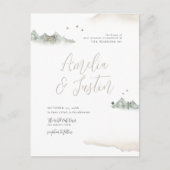 Tan Waterverf Mountain Destination Wedding Uitnodiging Briefkaart (Voorkant)