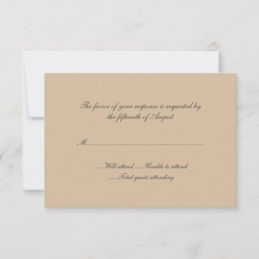 Tan Wedding Response Card RSVP Kaartje (Voorkant)