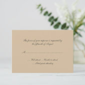 Tan Wedding Response Card RSVP Kaartje (Staand voorkant)