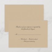 Tan Wedding Response Card RSVP Kaartje (Voorkant / Achterkant)