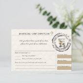 Tan Wedding RSVP Boarding Pass naar Mexico (Staand voorkant)