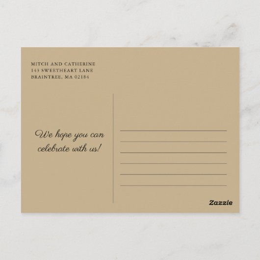 Tan Wedding RSVP Boarding Pass naar Mexico Briefkaart (Achterkant)