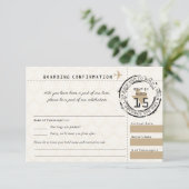 Tan Wedding RSVP Boarding Pass naar Texas (Staand voorkant)