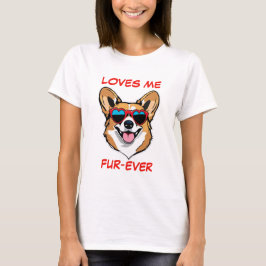 Tan Welsh Corgi Red Heart-vormige zonnebril T-shirt