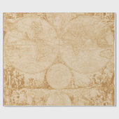  Tan Wereldkaart Cadeaupapier (Vlak)