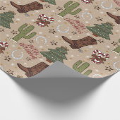 Tan Western Cowboy Kerst Wrapping Papier (Hoek)