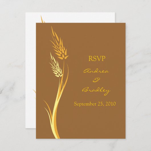 Tan Wheat Autumn Wedding Response Kaart (Voorkant / Achterkant)