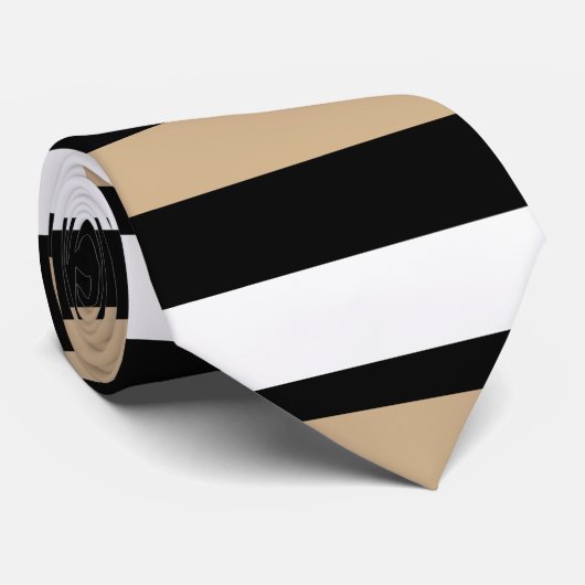Tan White en Black, horizontaal gestreept Stropdas (Opgerold)