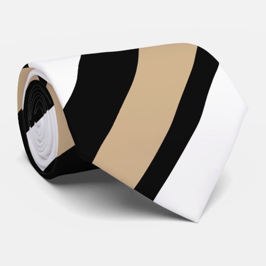 Tan White en Black met diagonaal streping Stropdas (Opgerold)