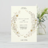 Tan White Flora Boho Wildflower Wedding Kaart (Staand voorkant)