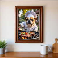 Tan White Franse Bulldog Grilling Chef