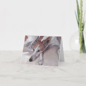 Tan & White Greyhound Dog Art Note Kaart (Voorkant)