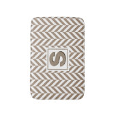 Tan White Herringbone Monogram Badmat (Voorkant Verticaal)