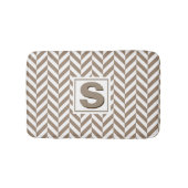 Tan White Herringbone Monogram Badmat (Voorkant)