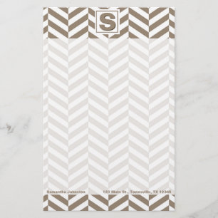 Tan White Herringbone Monogram Briefpapier