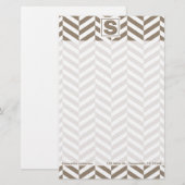 Tan White Herringbone Monogram Briefpapier (Voorkant / Achterkant)