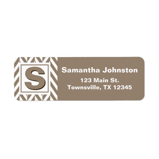 Tan White Herringbone Monogram Etiket (Voorkant)